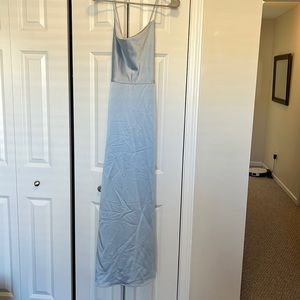 Light blue silky floor length bridesmaid dress size 0